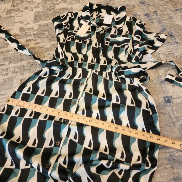MELLODAY Geometric Black and Cream Midi Dress - Picture 12 of 15